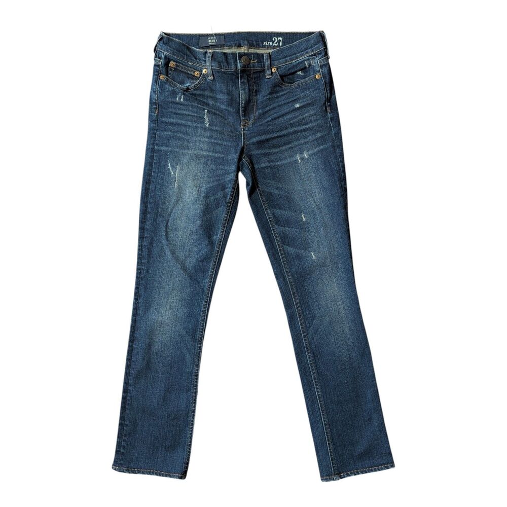 NWT J. Crew Reid Skinny Slim Straight Distressed Dark Wash Jeans Women's Size 27